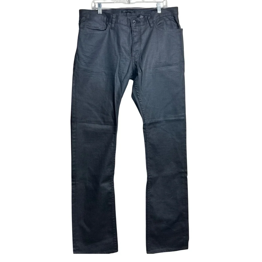 John Varvatos USA Mens Coated Charcoal Gray Straight Leg Jeans 36 36x34